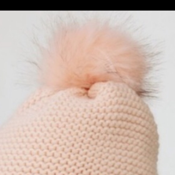 Knit Pom Pom beanie with plush lining. Pink, hat, cap, winter, soft, warm, lined - Picture 5 of 5